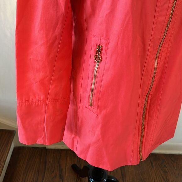 MICHAEL Michael Kors orange water repellent zip front/pockets logo lined jacket. - Picture 4 of 7